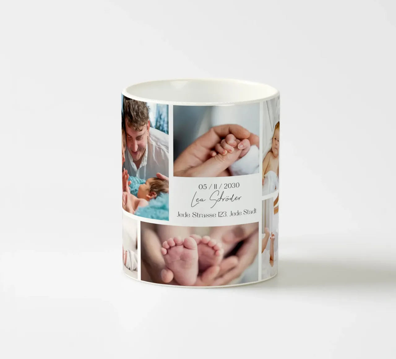 Collage per bambini per la nascita - personalizzabile con nome e data tazza in ceramica da FRAMELY