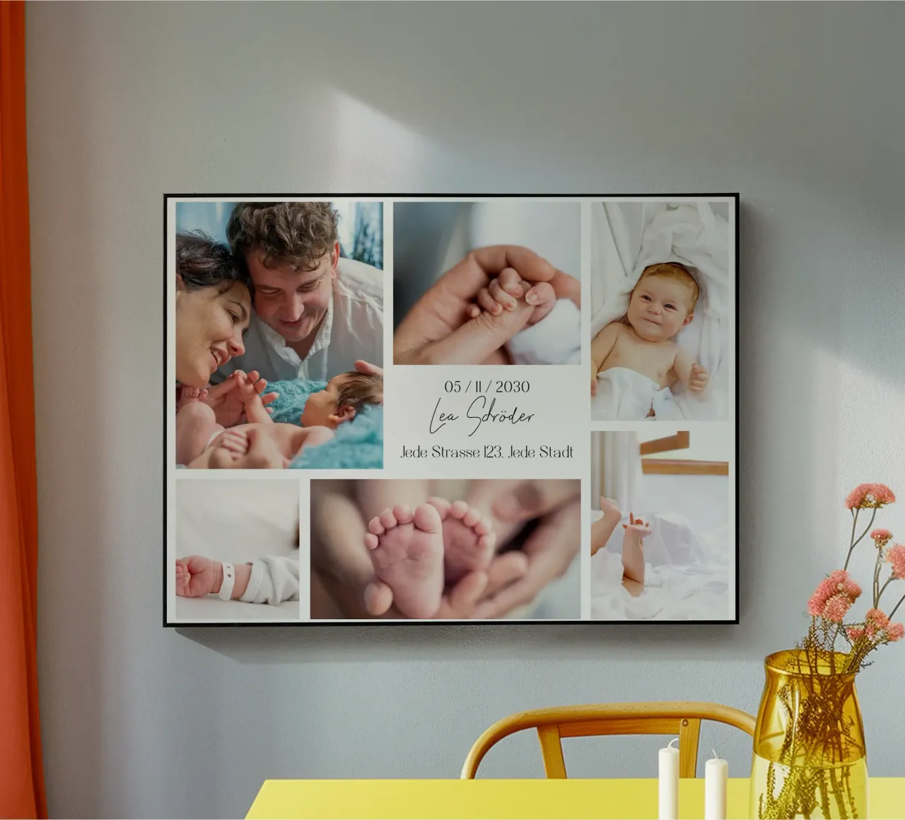 Collage per bambini per la nascita - personalizzabile con nome e data plexiglass da FRAMELY