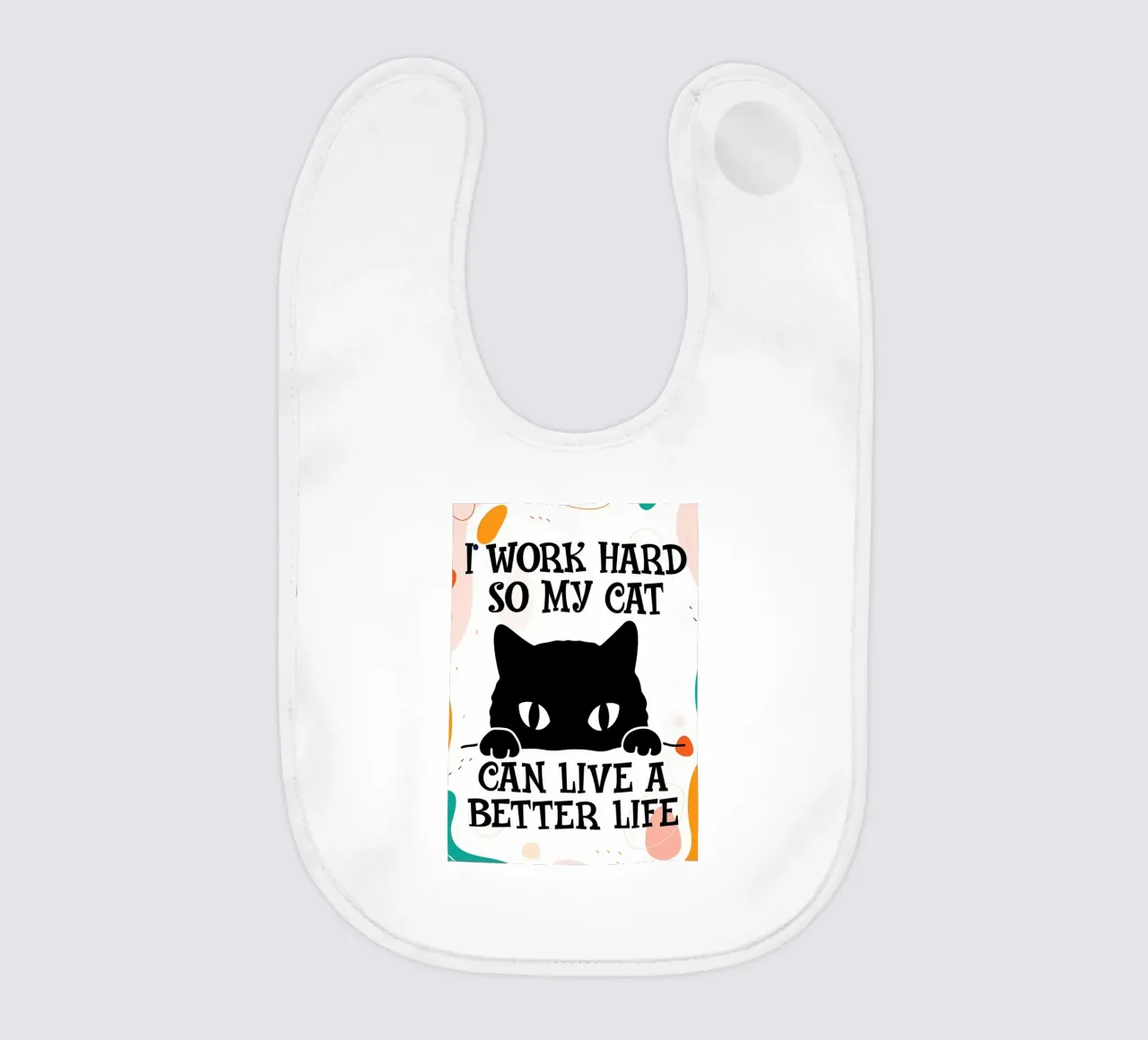 My Cat Can Live Better baby bib by Bartosz Powalka