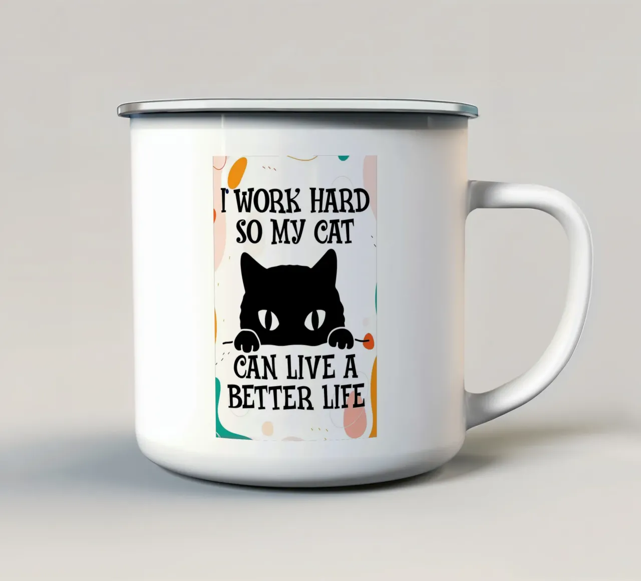 Il mio gatto può vivere meglio tazza in smalto da Bartosz Powalka