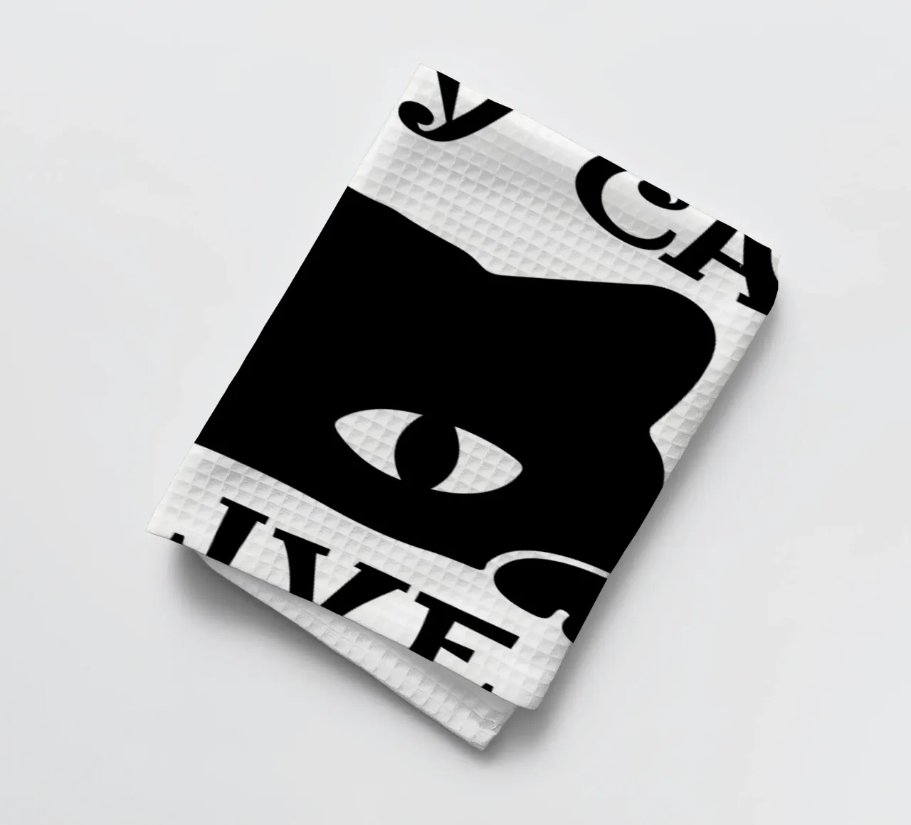 My Cat Can Live Better tea towel by Bartosz Powalka