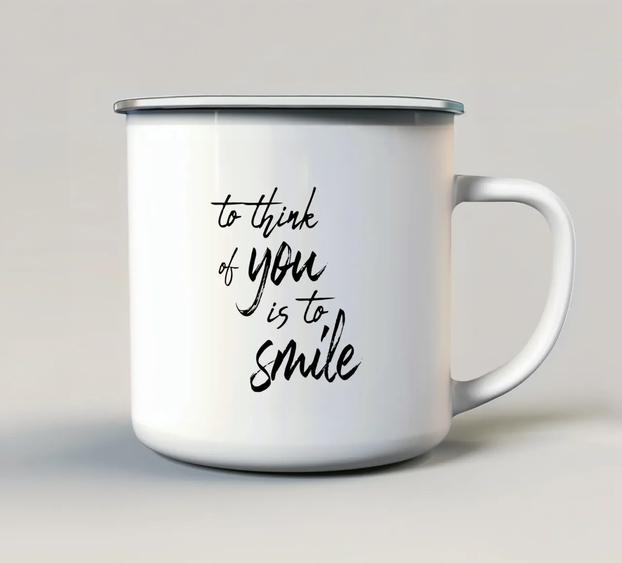 To Think Of You Is To Smile taza de esmalte de Typo Designs