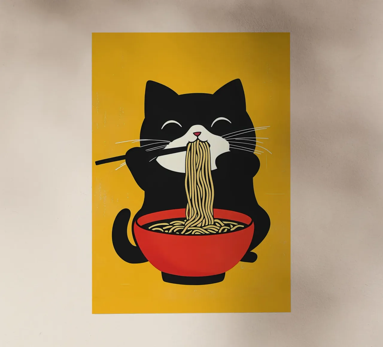 Cat Eating Ramen backlit film by Bartosz Powalka