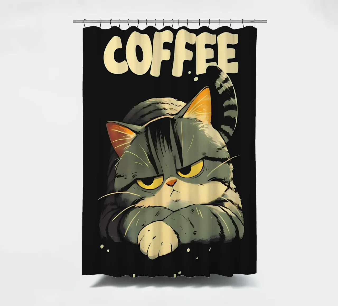 Un lindo gato quiere café cortina de baño de Bartosz Powalka