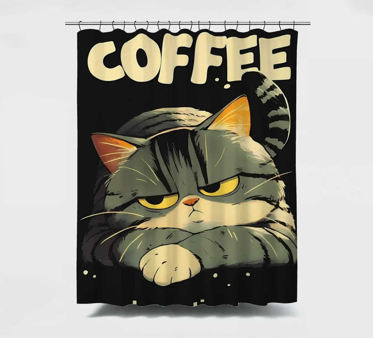 Un lindo gato quiere café cortina de baño de Bartosz Powalka