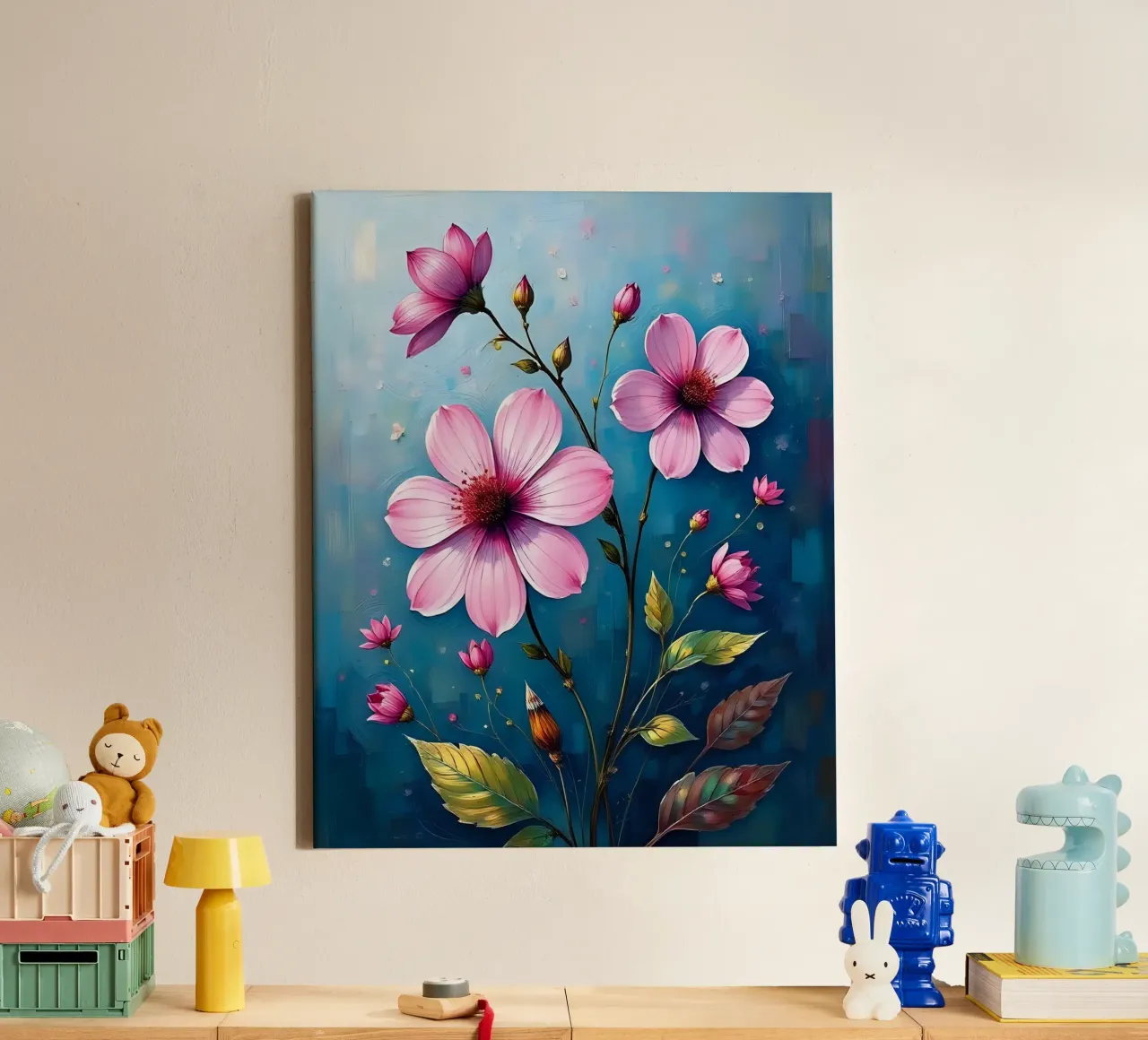 Blumen_1 tela con Cornice a cassetta da Pink- und LoveArt by LK