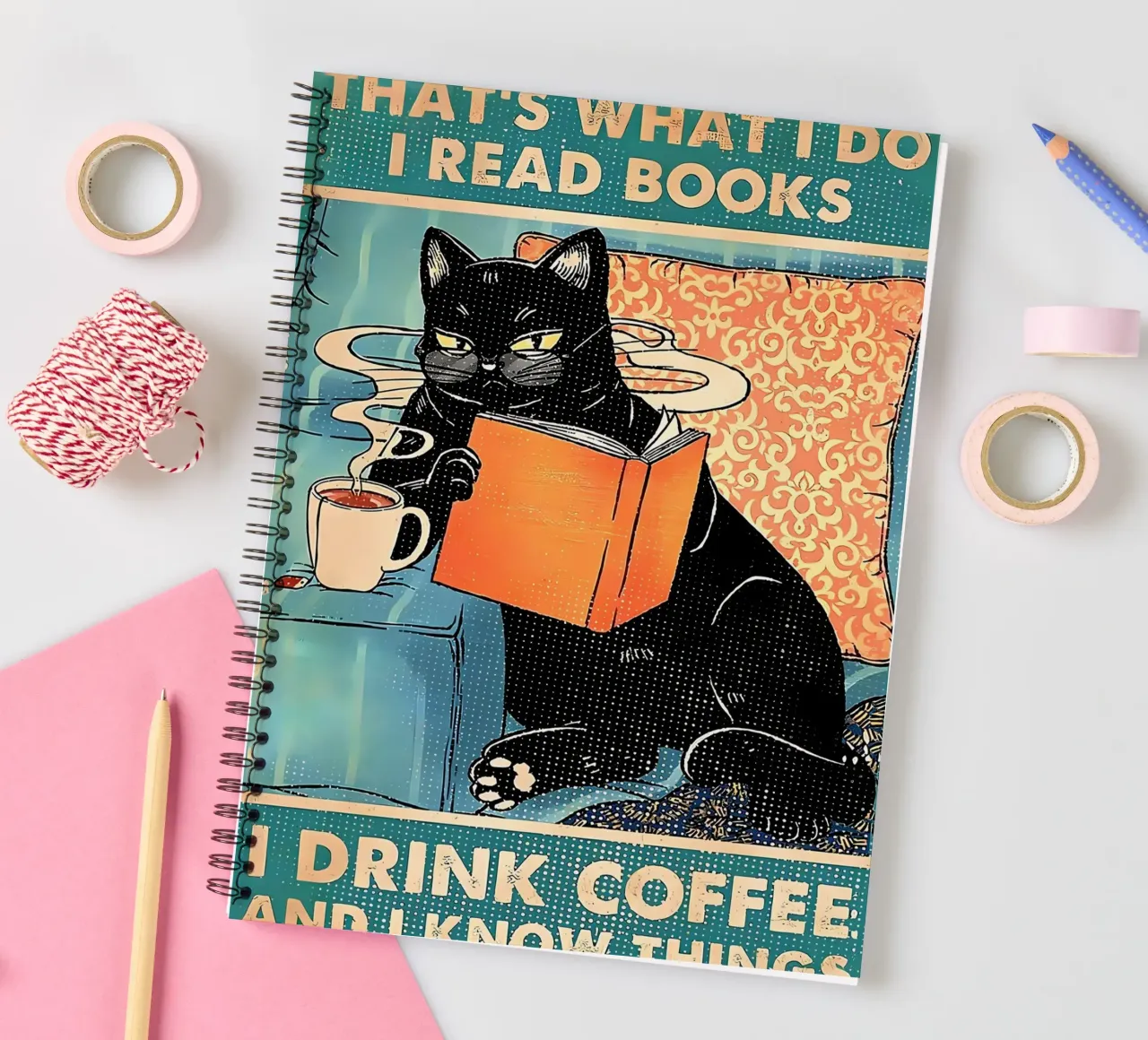 Cat Read Booksr spiral notebook by Bartosz Powalka