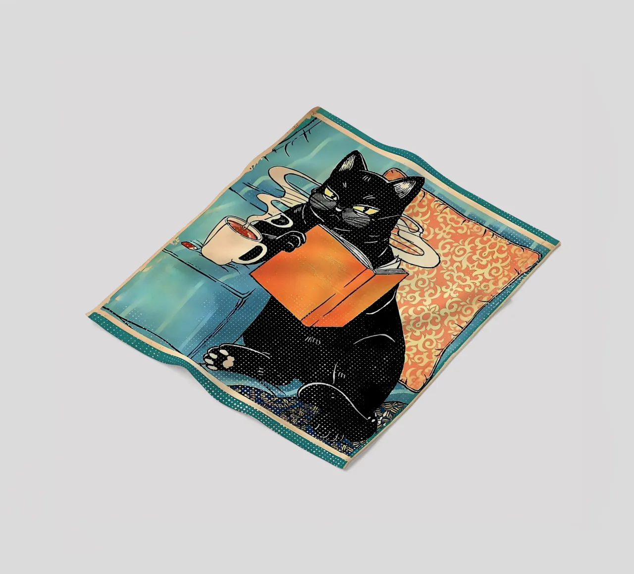 Cat Read Booksr fleece blanket by Bartosz Powalka