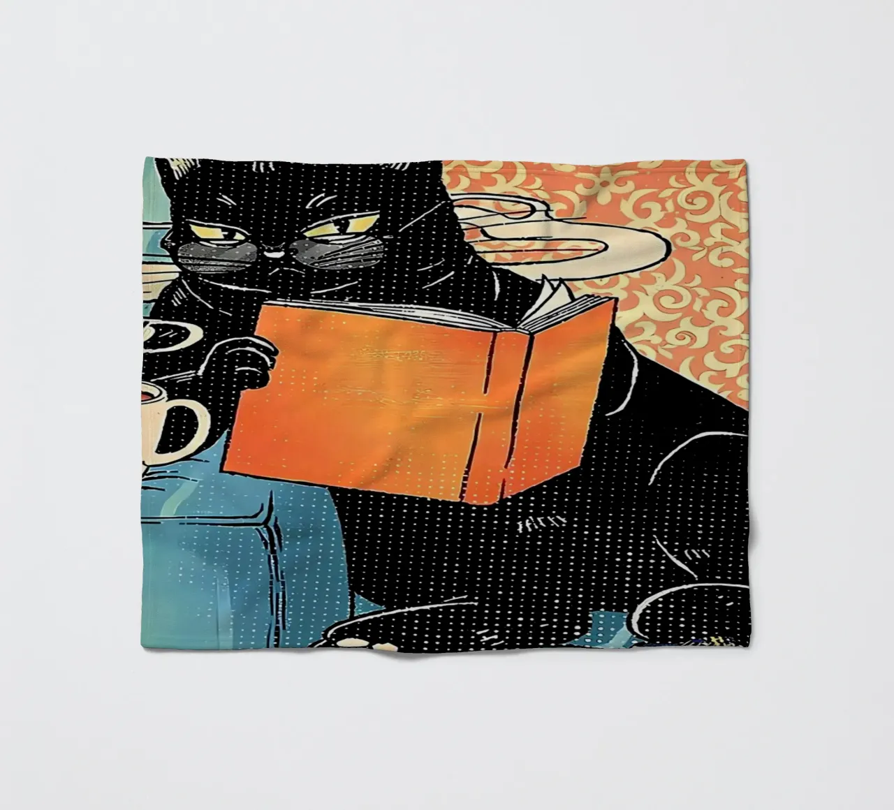 Cat Read Booksr fleece blanket by Bartosz Powalka