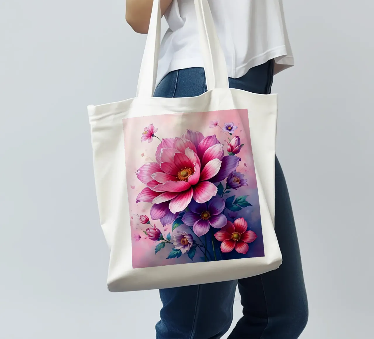Blumen_2 borsa in juta da Pink- und LoveArt by LK