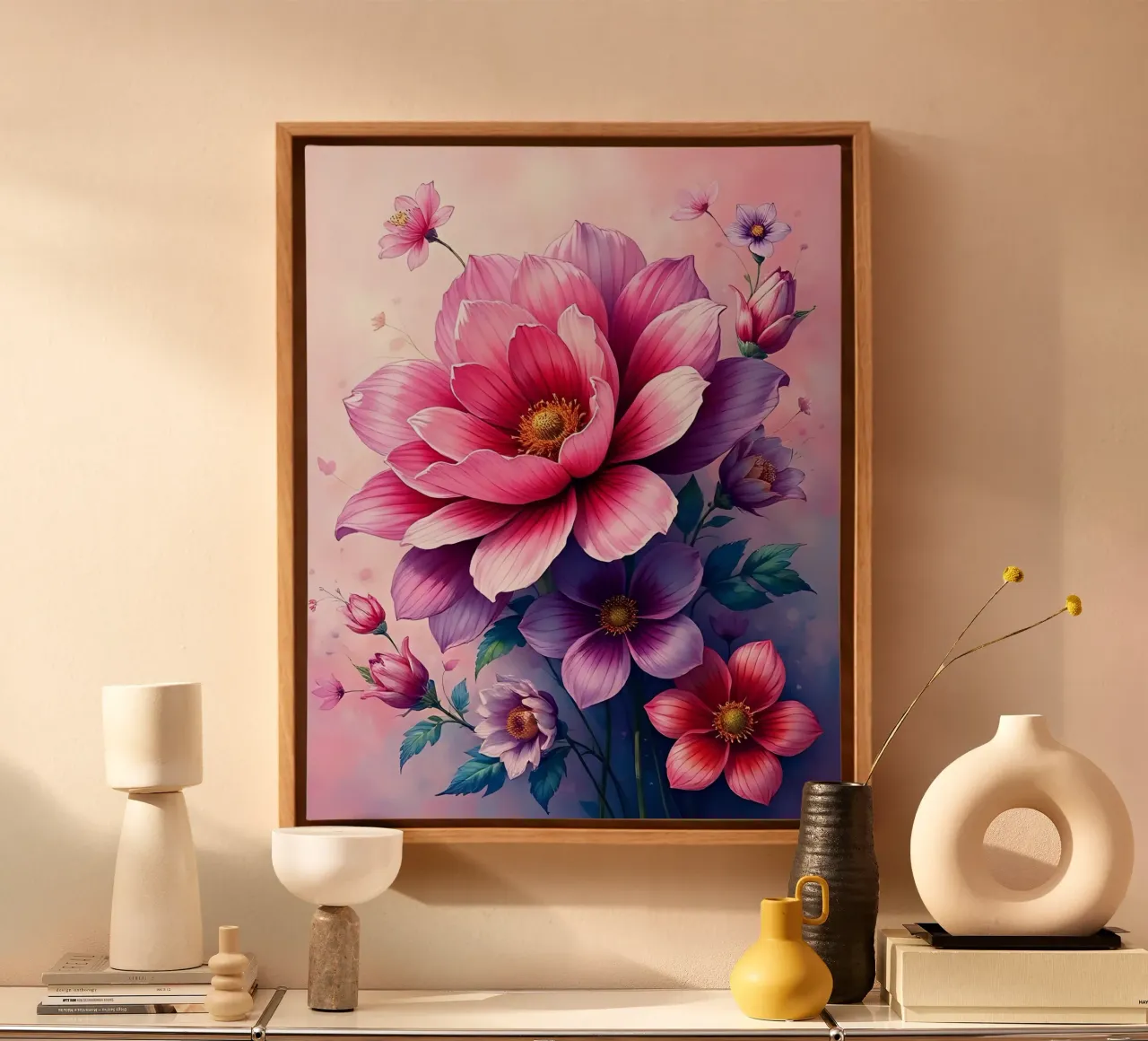 Blumen_2 tela con Cornice a cassetta da Pink- und LoveArt by LK