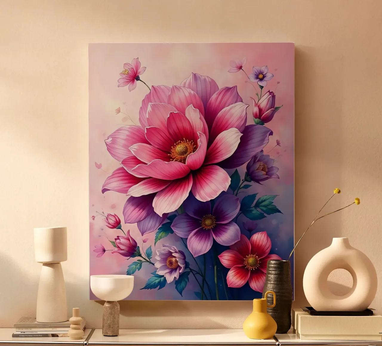 Blumen_2 tela con Cornice a cassetta da Pink- und LoveArt by LK