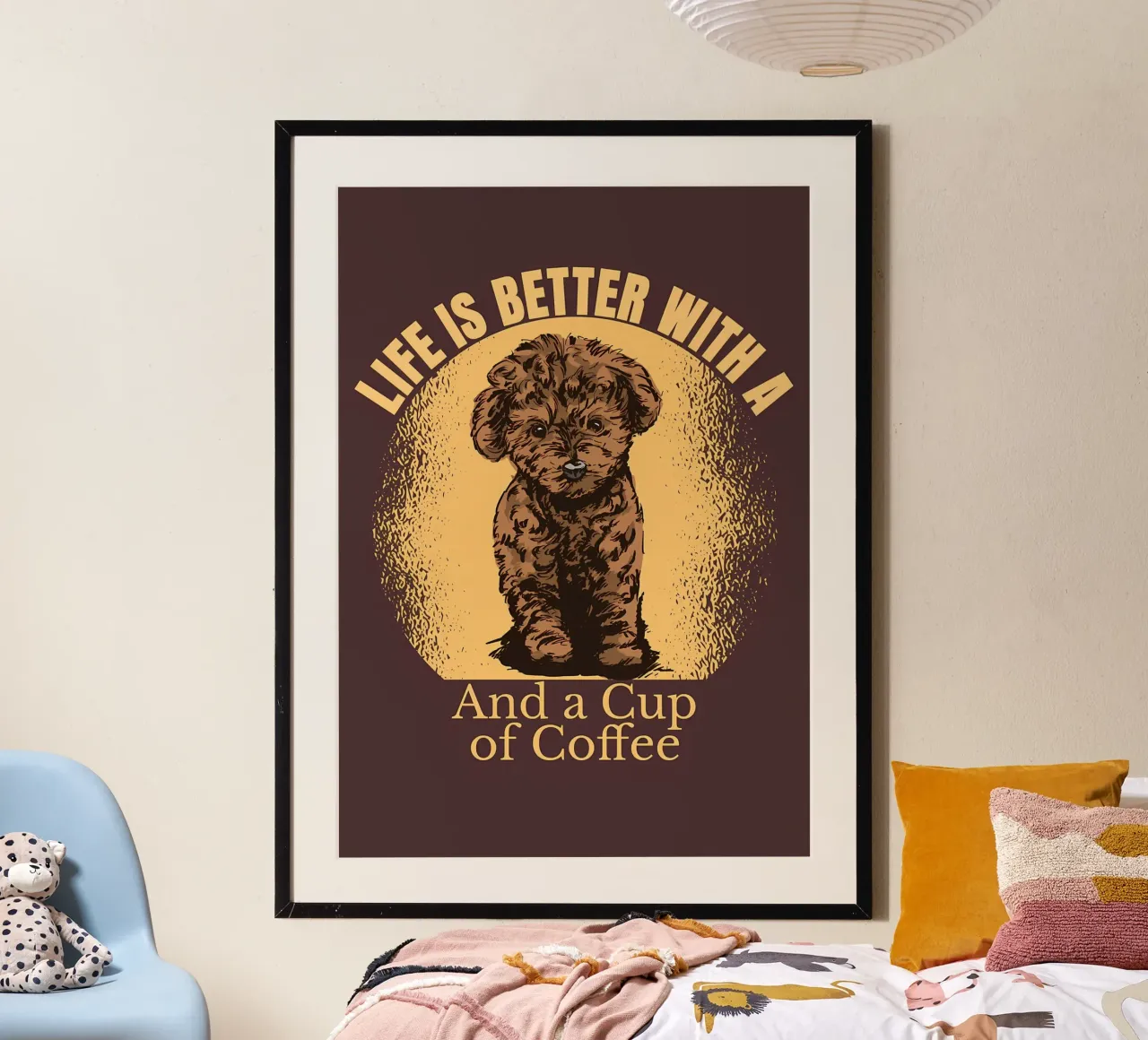 VITA DA BARBONCINO E CAFFÈ poster con telaio in legno da Bartosz Powalka