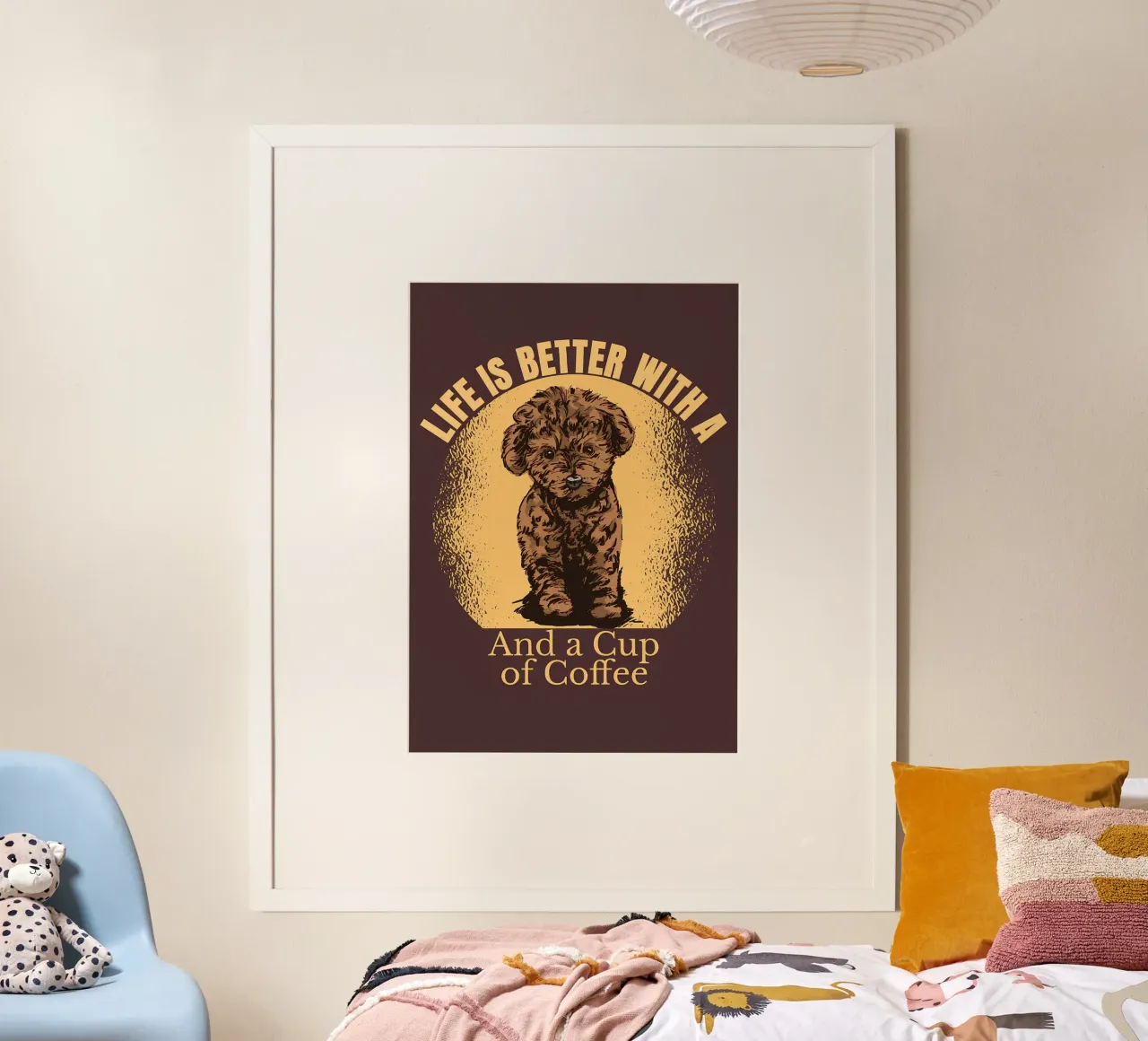 VITA DA BARBONCINO E CAFFÈ poster con telaio in legno da Bartosz Powalka