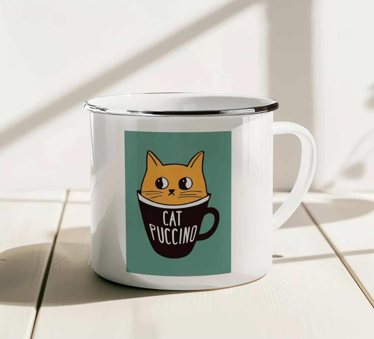 Gatti e caffè Cappuccino tazza in smalto da Bartosz Powalka