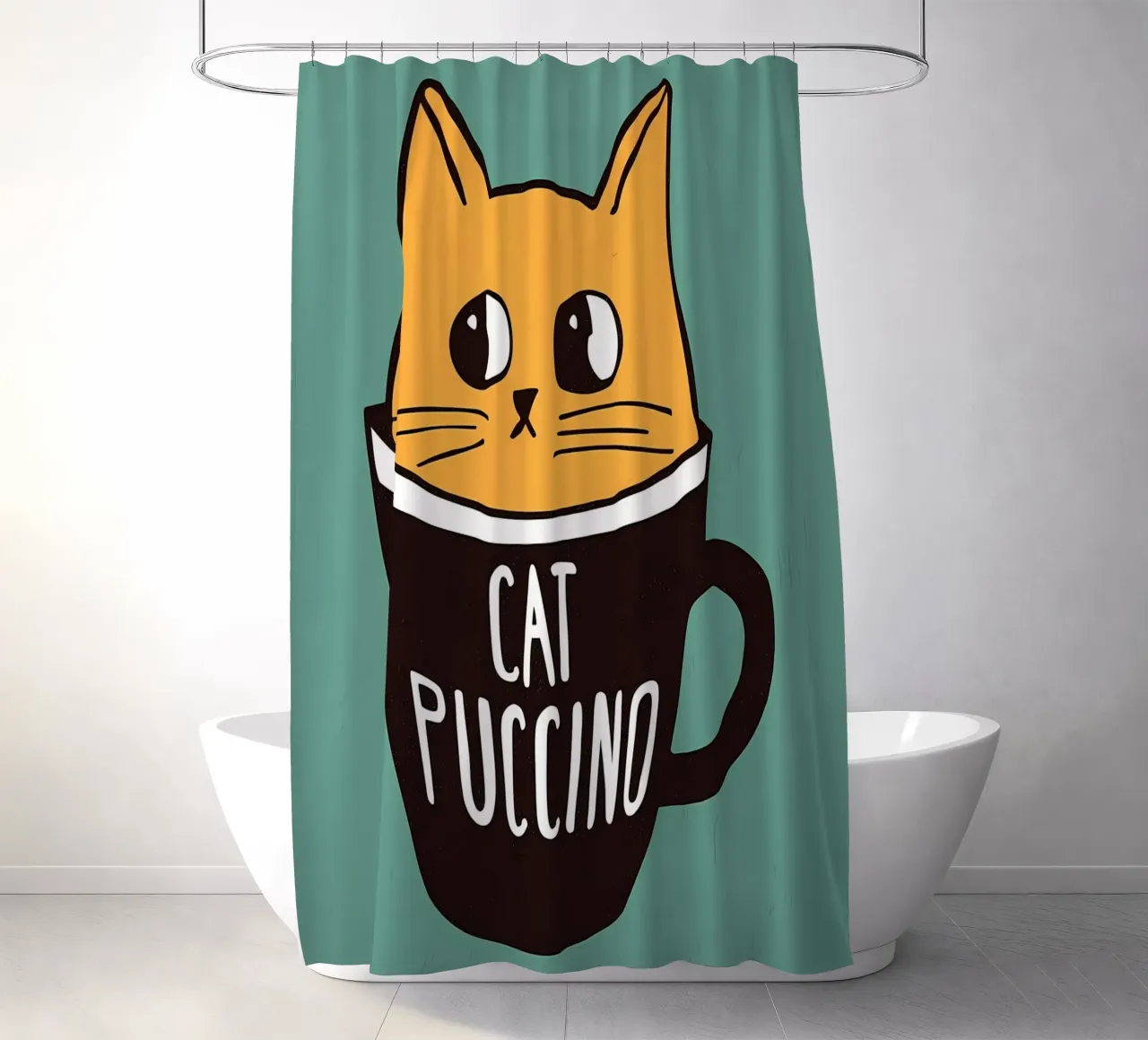 Katzen und Kaffee Cappuccino Duschvorhang von Bartosz Powalka