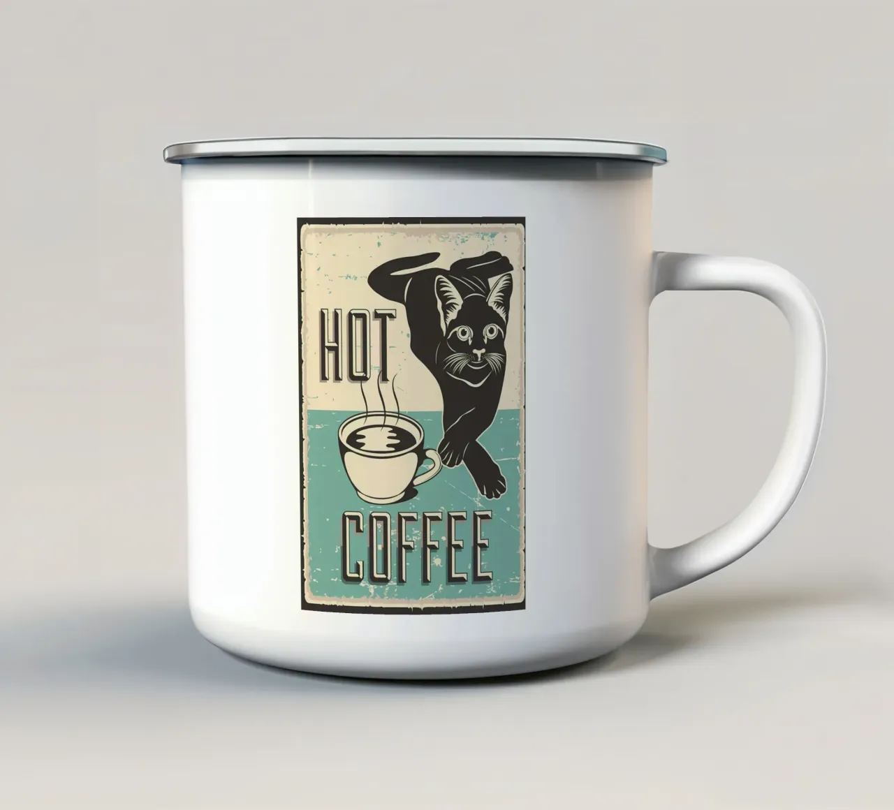 Gatto e caffè 7 tazza in smalto da Bartosz Powalka
