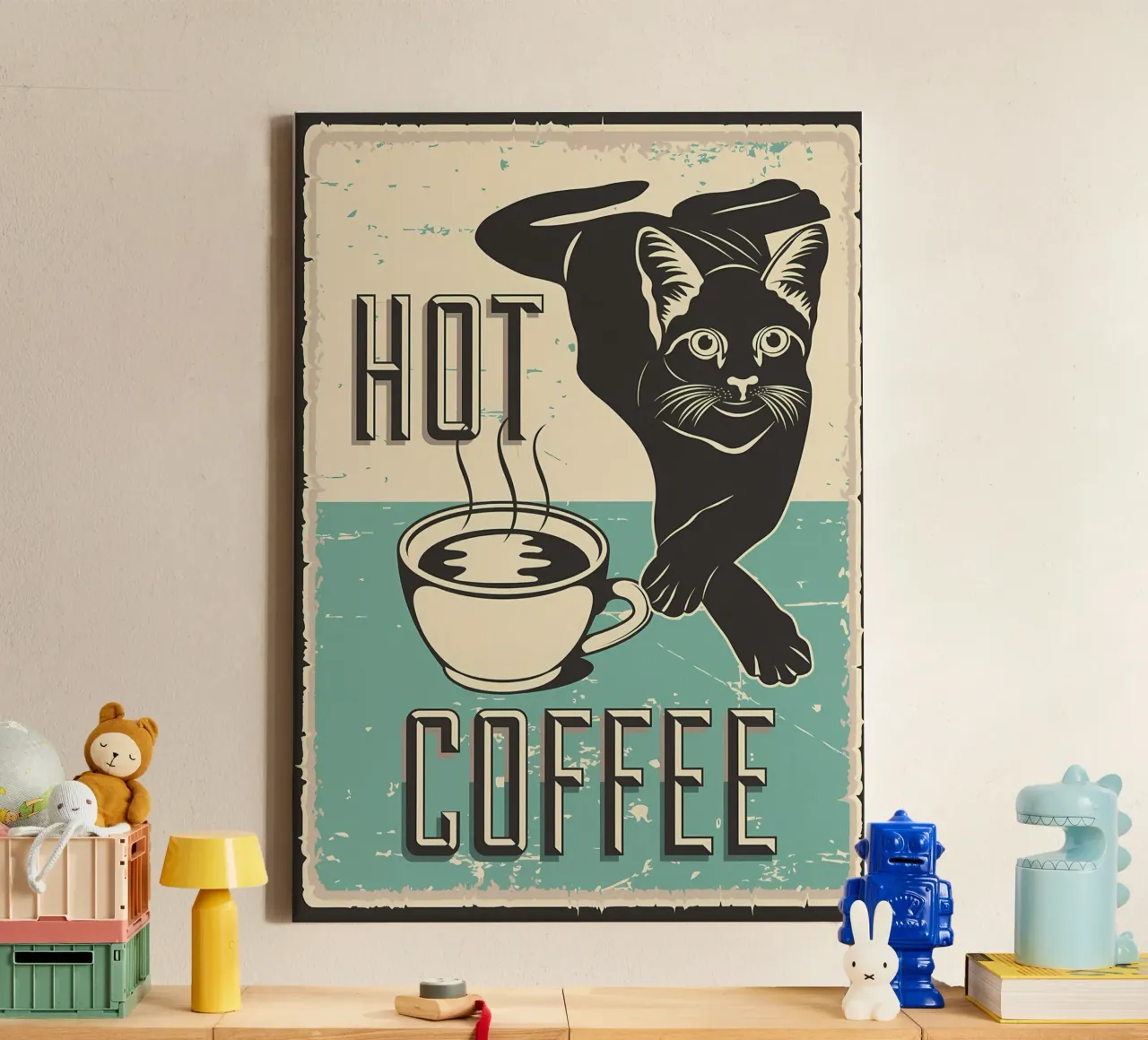 Gatto e caffè 7 tela con Cornice a cassetta da Bartosz Powalka