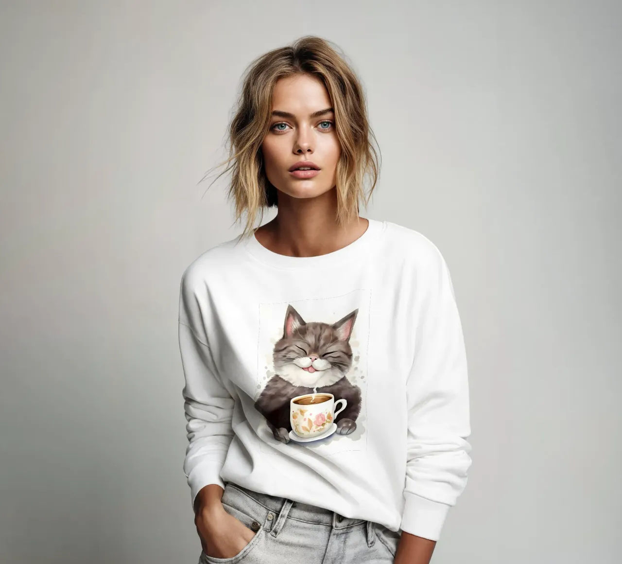 gatto con caffè felpa da Bartosz Powalka