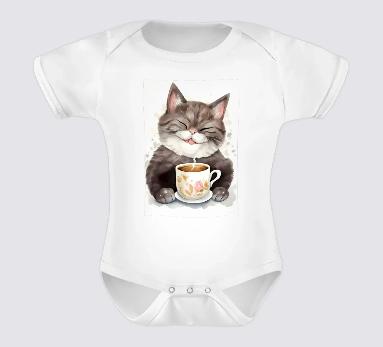 gatto con caffè body neonato maniche corte da Bartosz Powalka