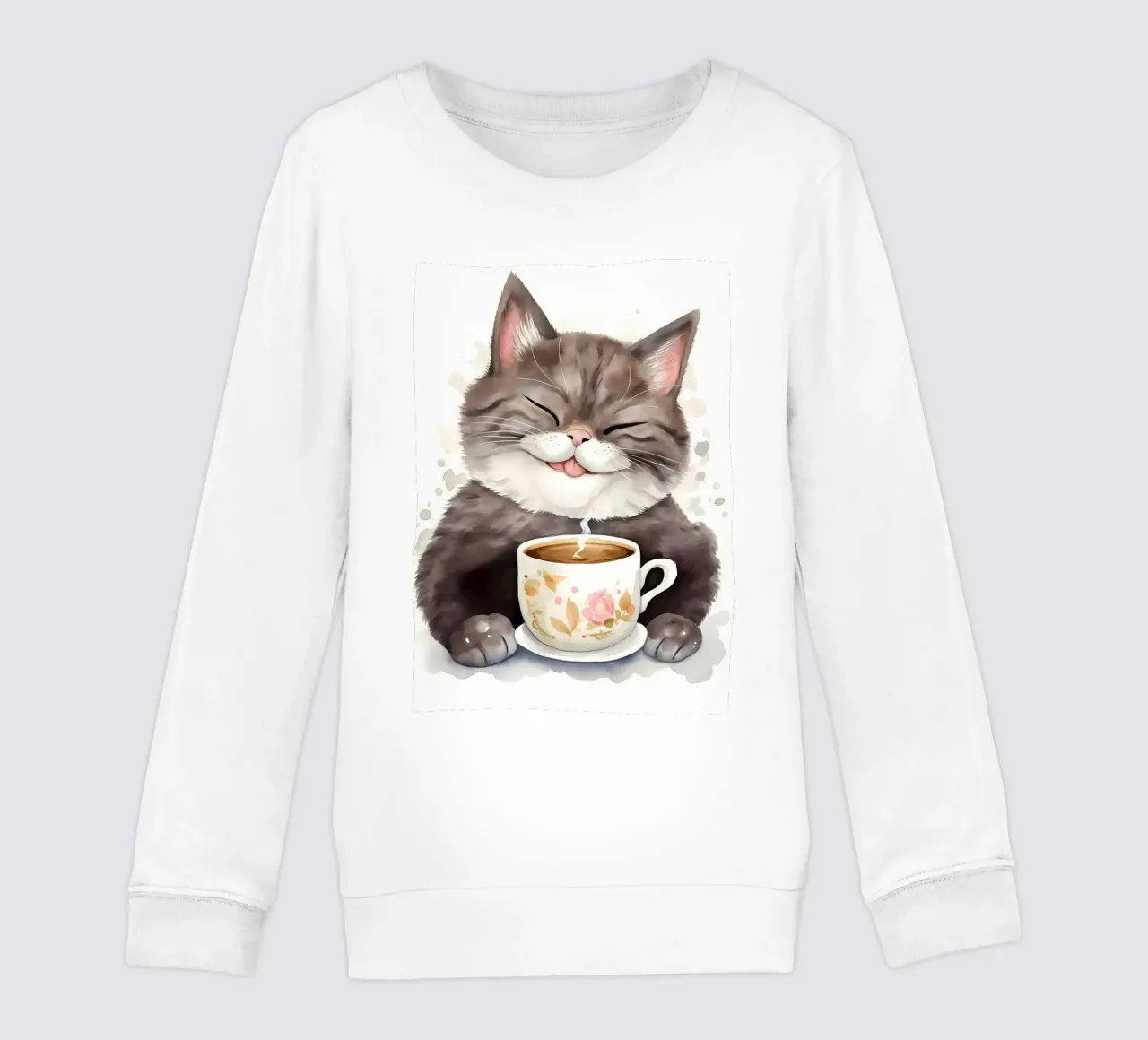 gatto con caffè felpa bambino da Bartosz Powalka