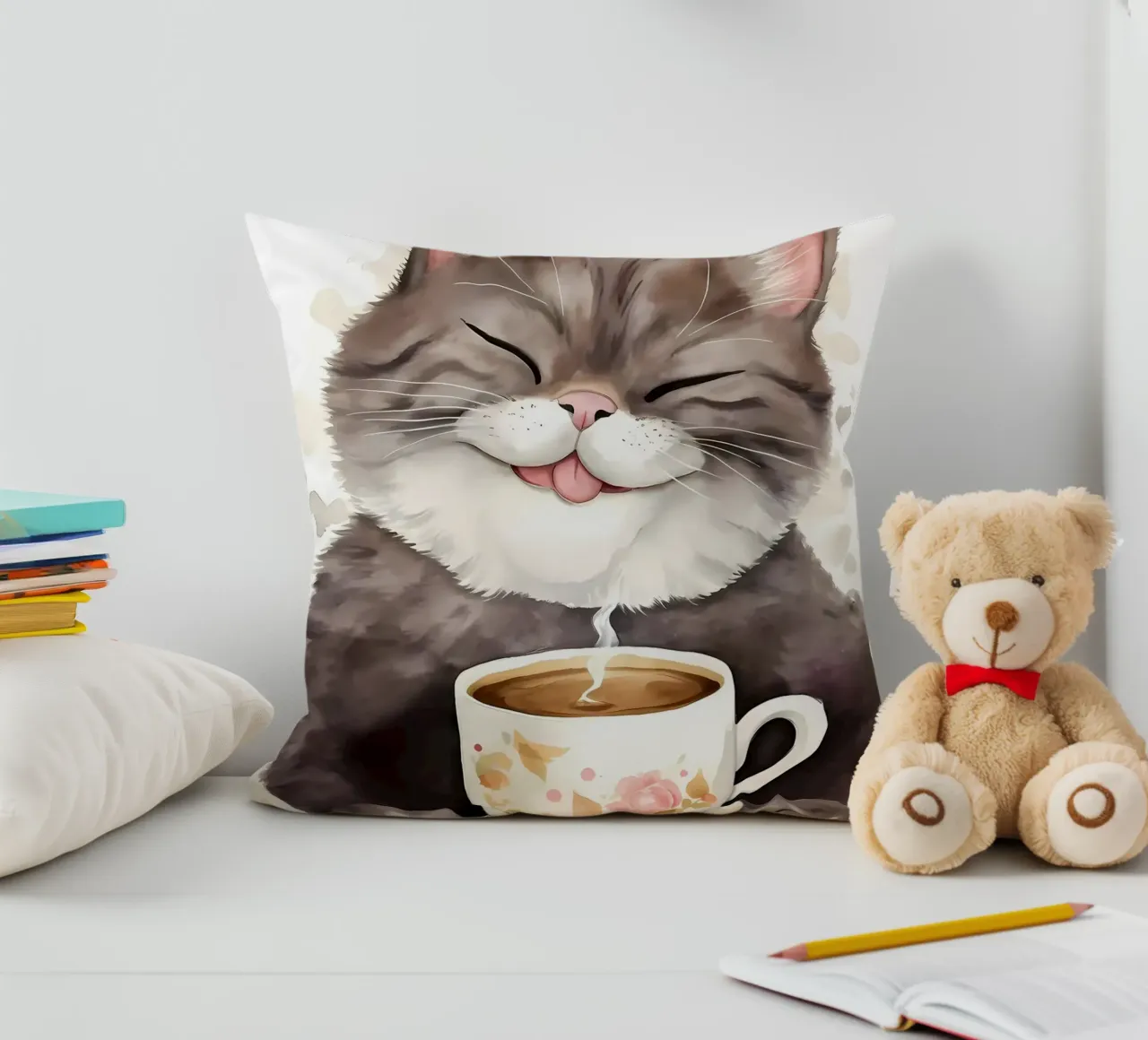 gatto con caffè cuscino da Bartosz Powalka