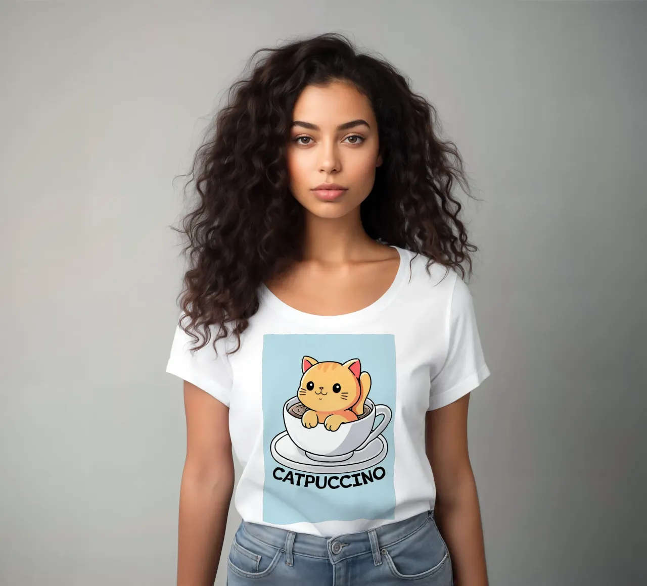 Cappuccino cat women's fitted t-shirt by Bartosz Powalka