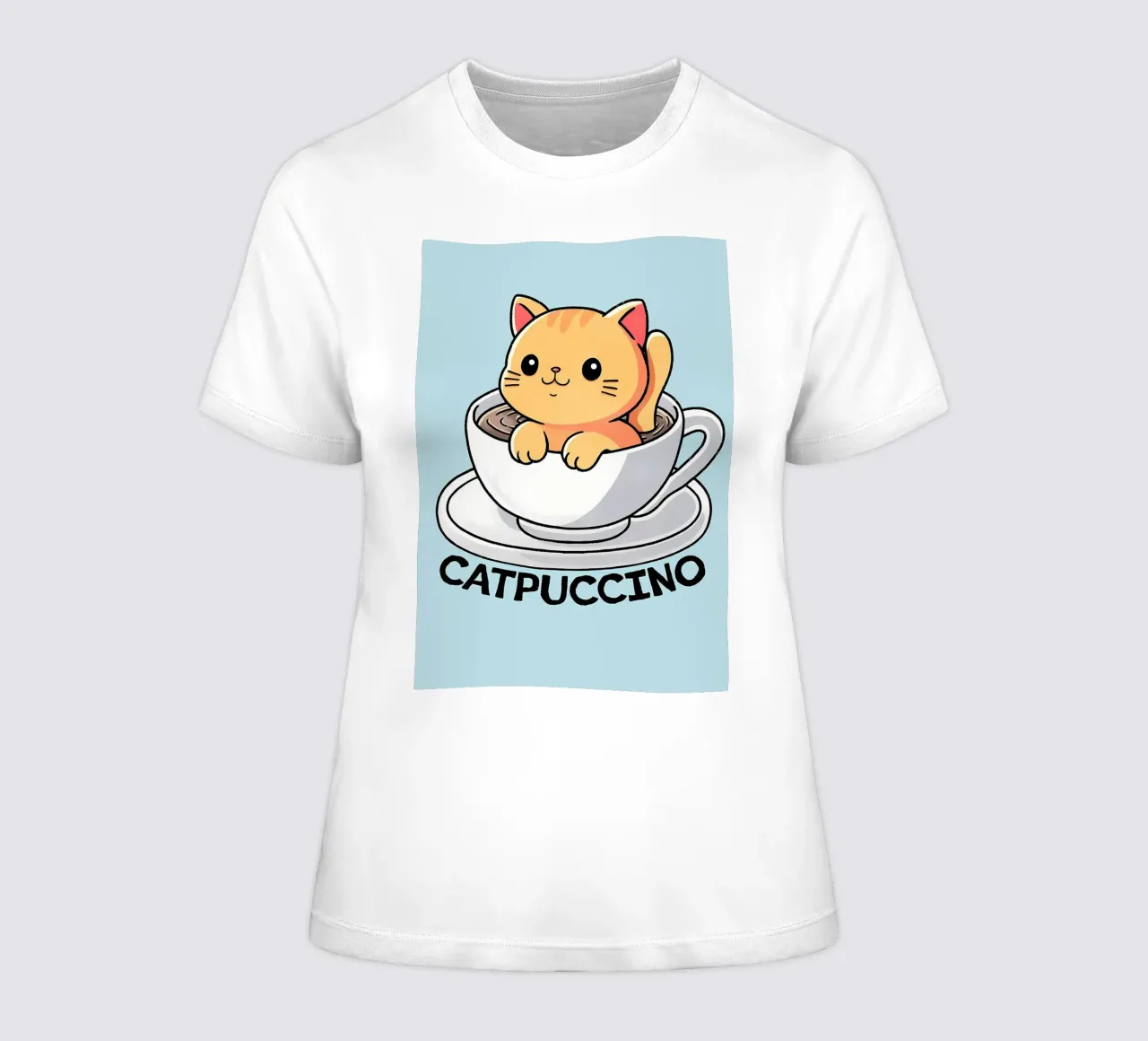 Cappuccino cat women's fitted t-shirt by Bartosz Powalka
