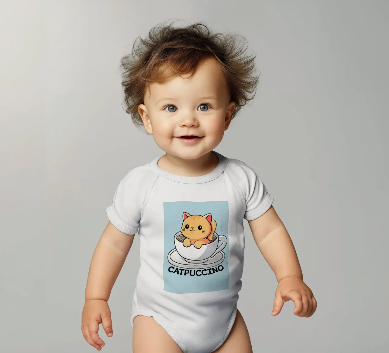Cappuccino cat body neonato maniche corte da Bartosz Powalka