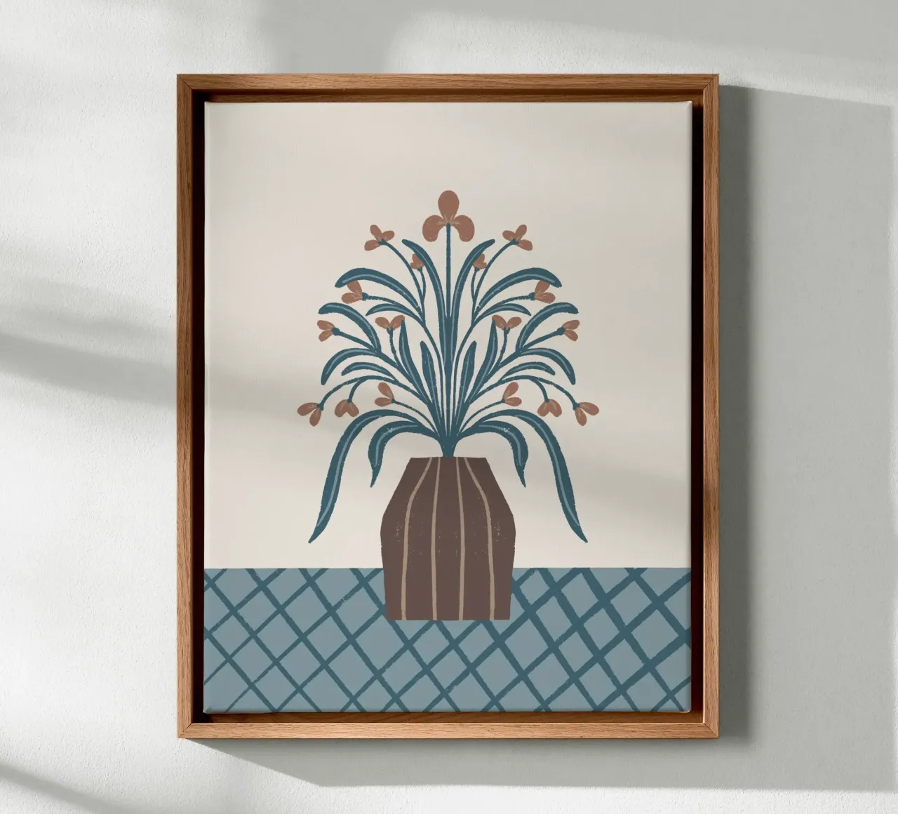 Vaso moderno e terroso con fiori tela con Cornice a cassetta da Wackapacka