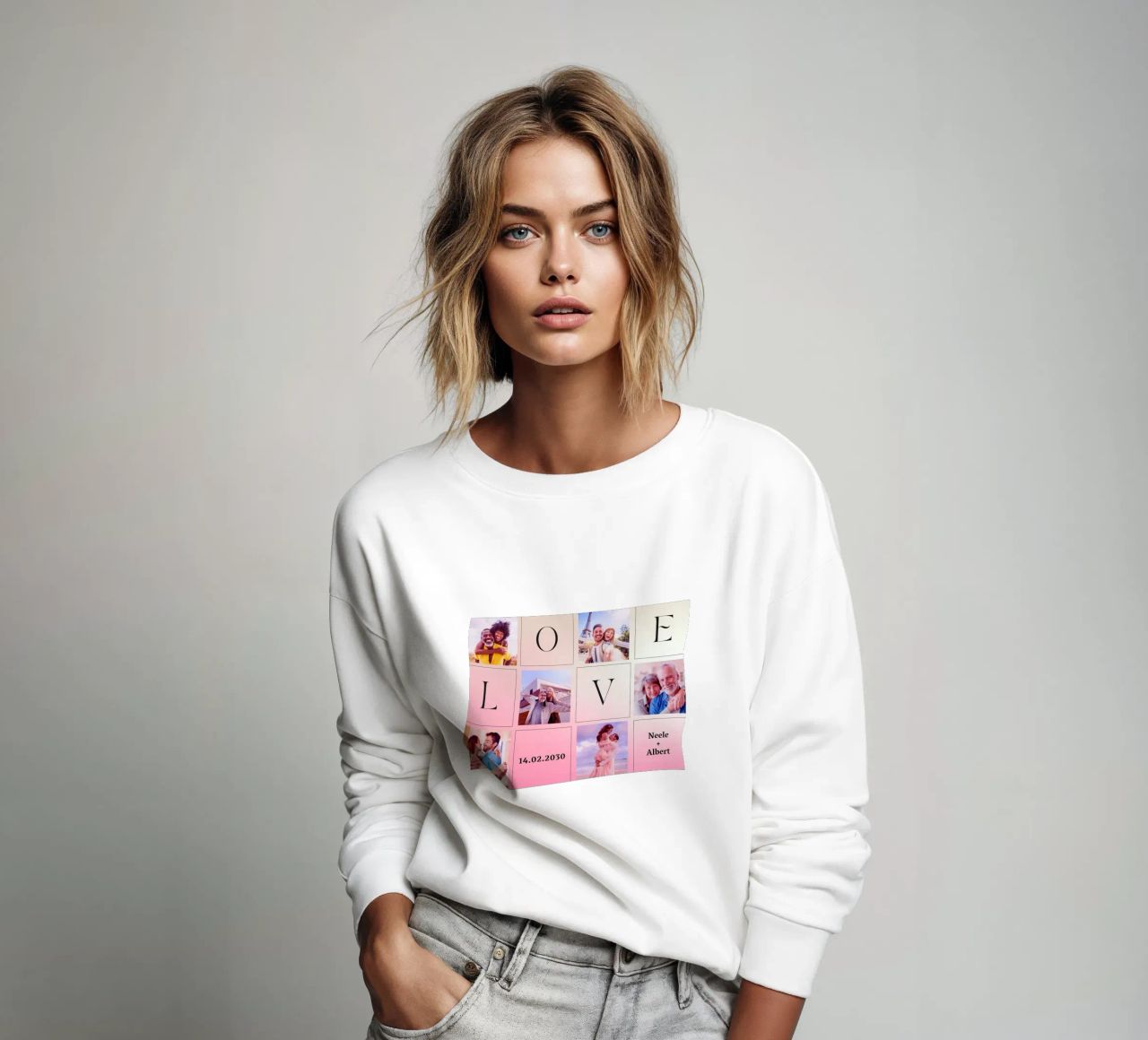 LOVE-Collage avec date & nom - romantique & personnalisé sweat de FRAMELY