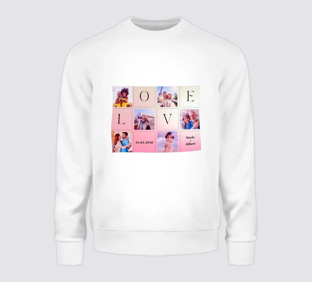 LOVE-Collage avec date & nom - romantique & personnalisé sweat de FRAMELY