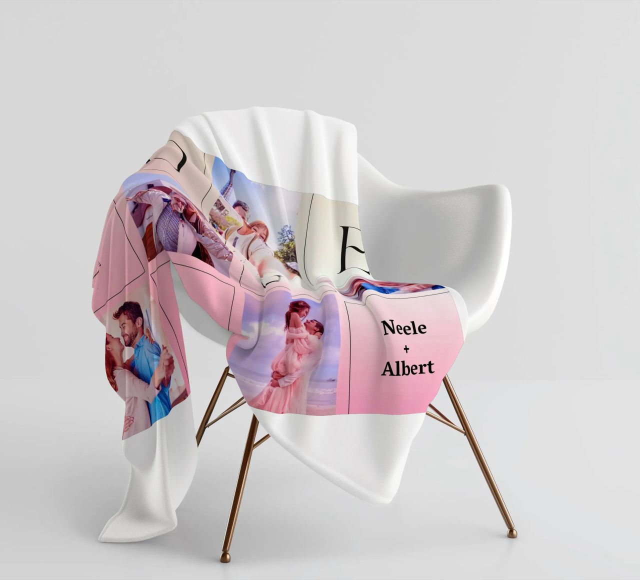 LOVE collage met datum & namen - romantisch & gepersonaliseerd fleecedeken van FRAMELY