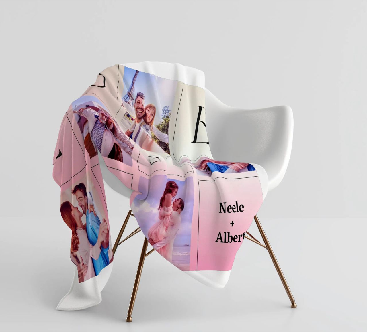 LOVE collage met datum & namen - romantisch & gepersonaliseerd fleecedeken van FRAMELY