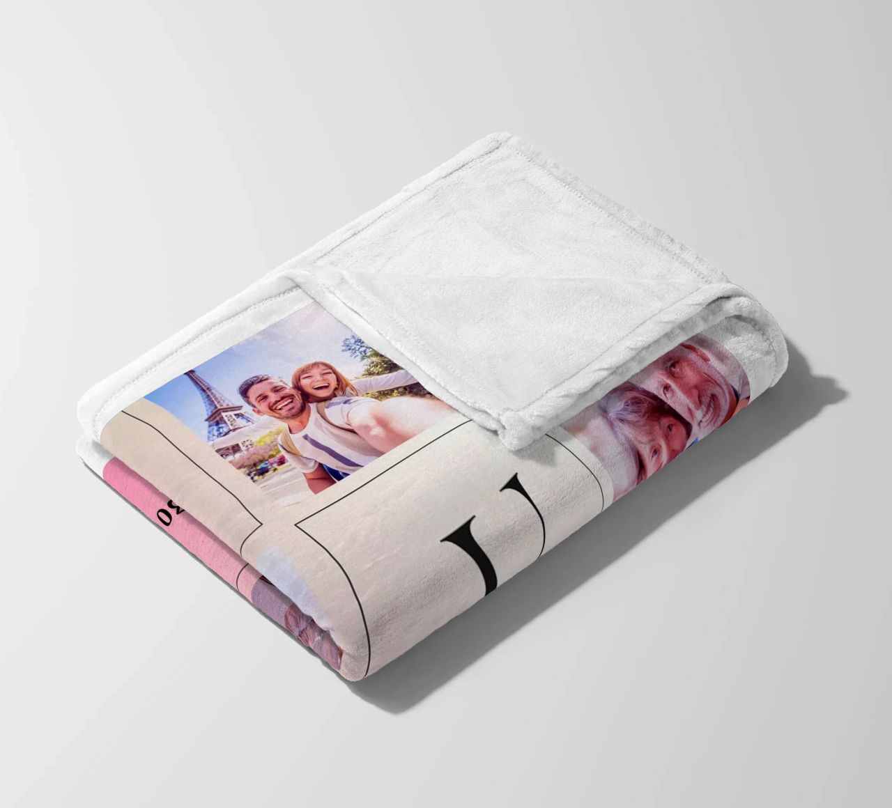 LOVE collage met datum & namen - romantisch & gepersonaliseerd fleecedeken van FRAMELY