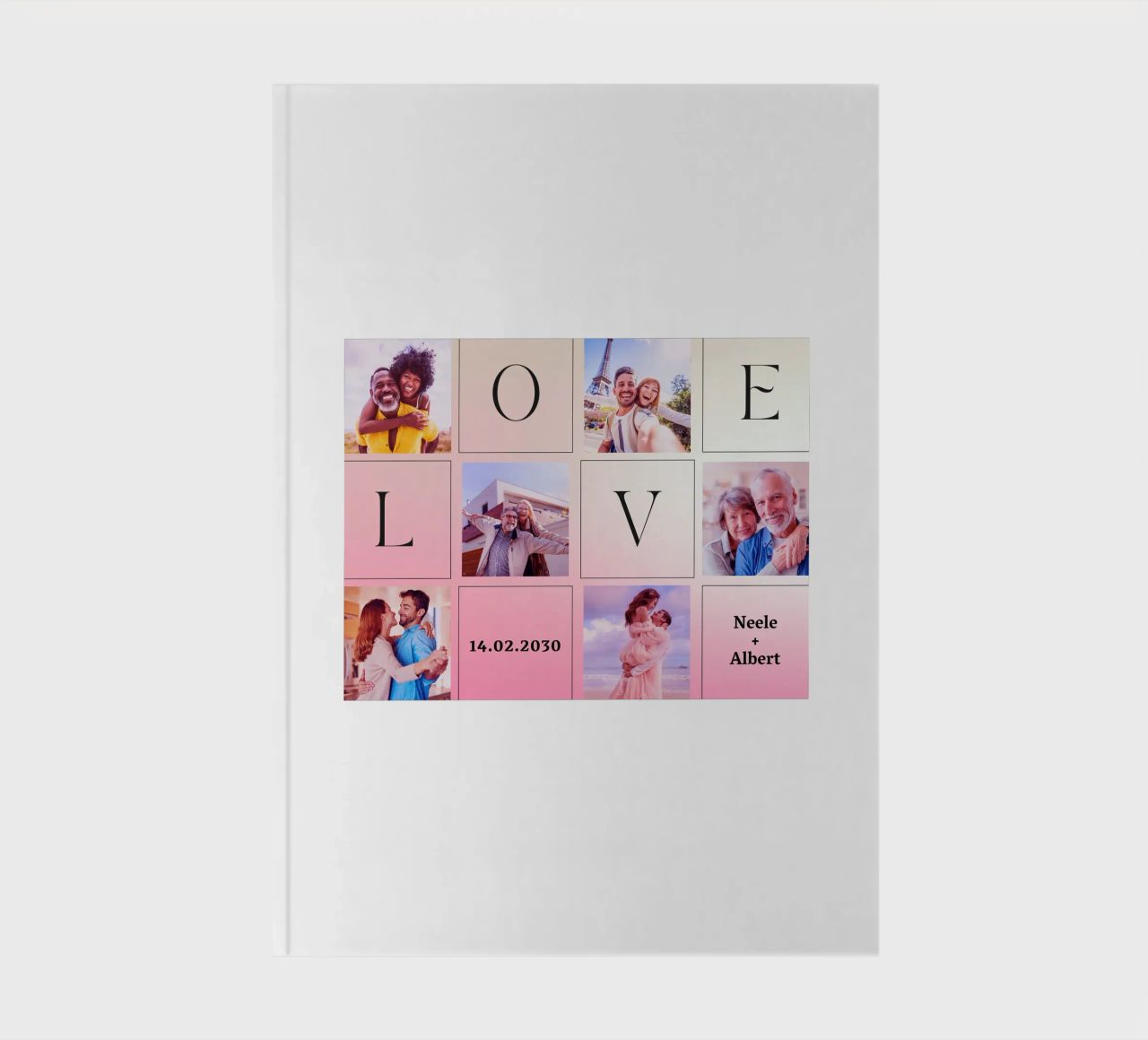LOVE collage with date & names - romantic & personalised notebook by FRAMELY