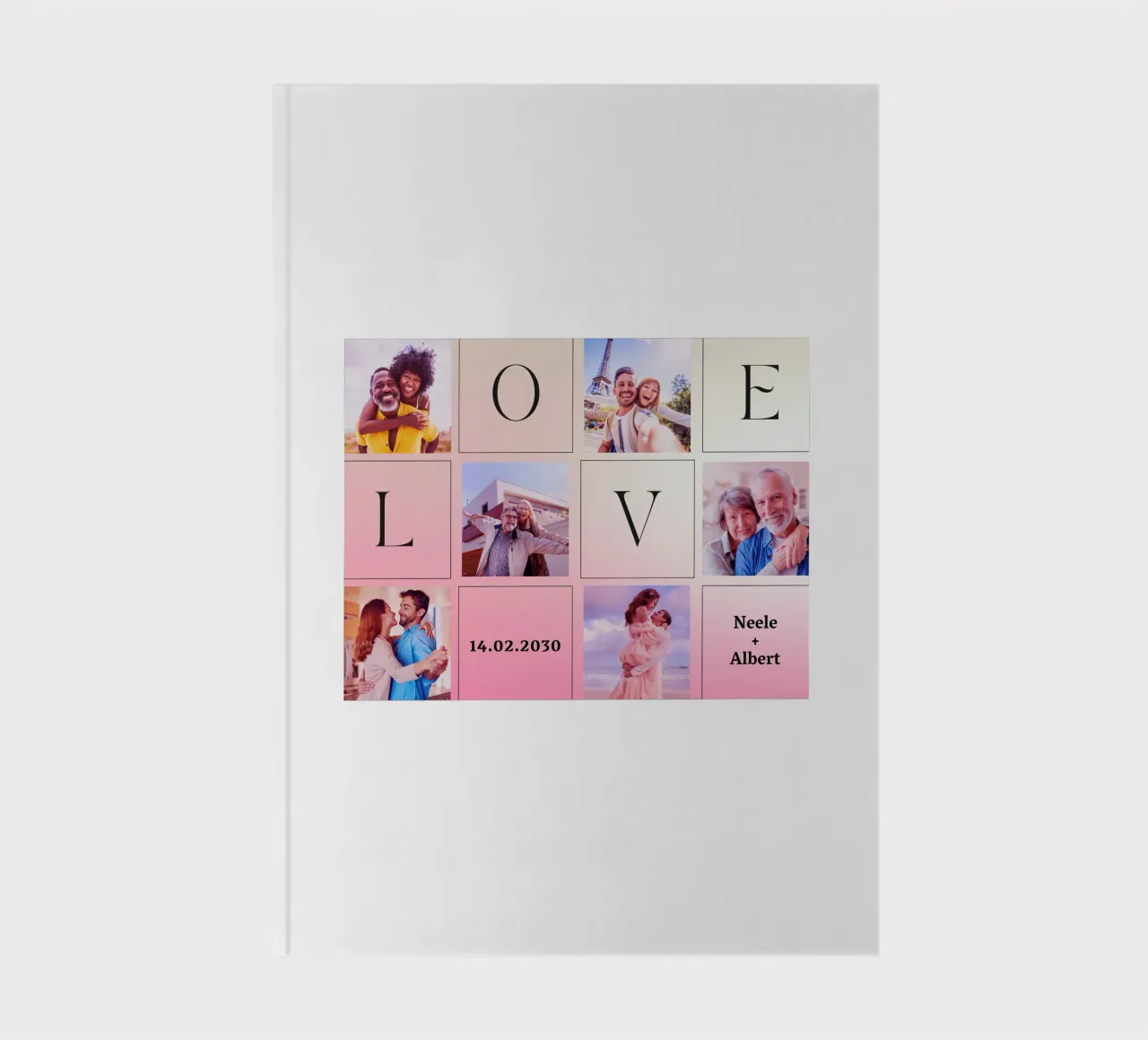 LOVE-Collage mit Datum & Namen – romantisch & personalisiert Notizbuch von FRAMELY