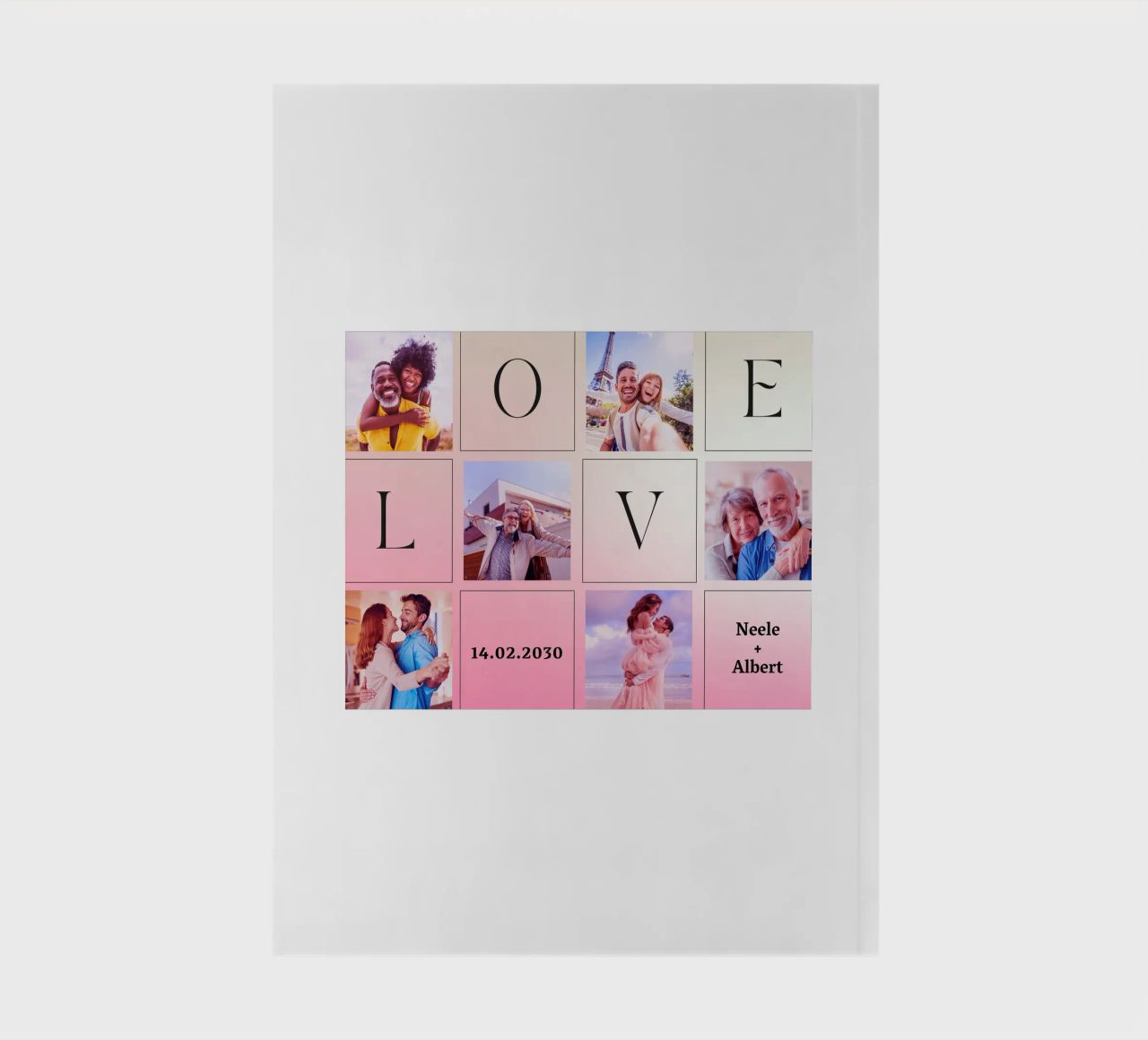LOVE collage with date & names - romantic & personalised notebook by FRAMELY