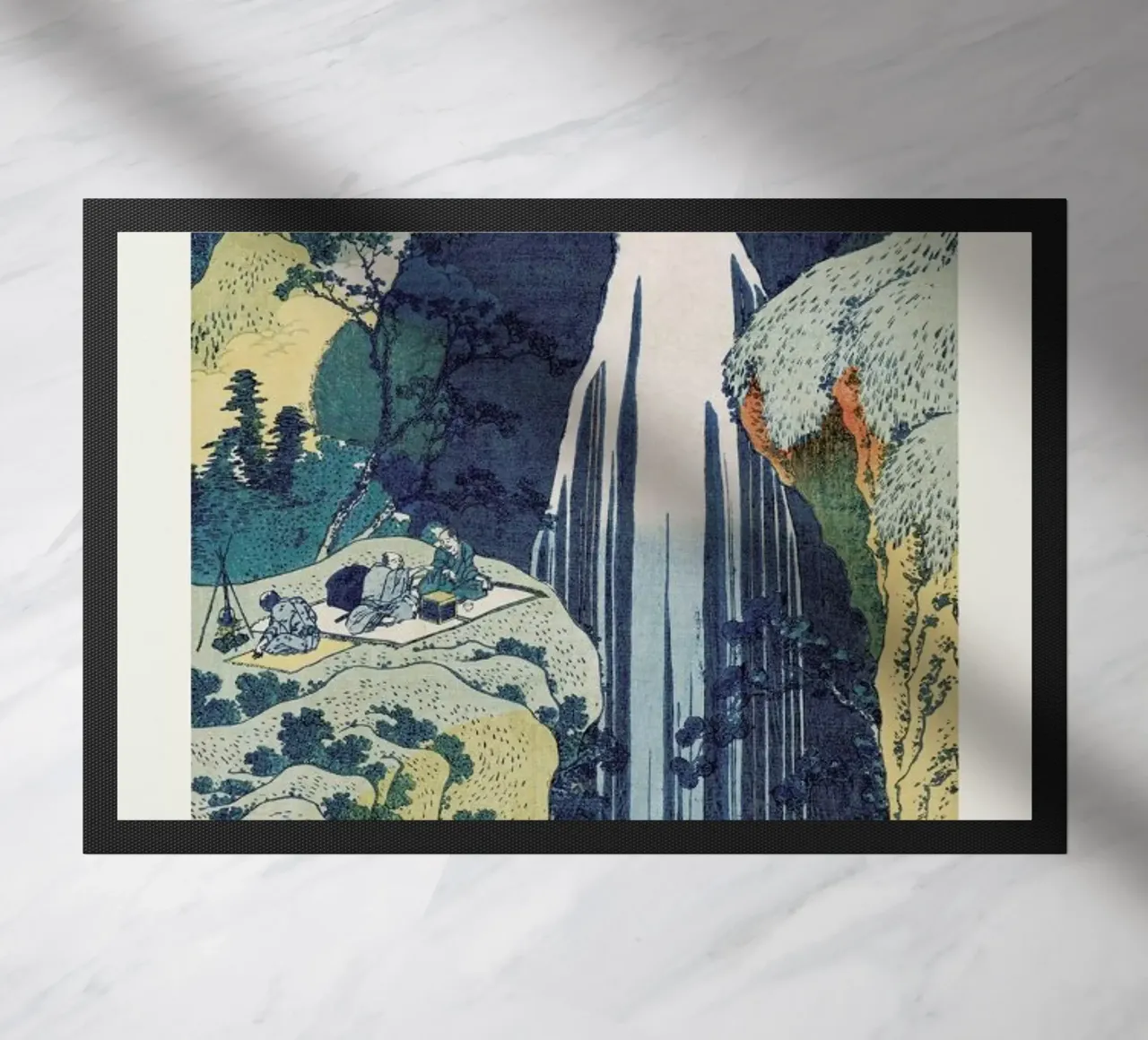 Hokusai - Amida Waterfall on the Kiso Highway felpudo de ARTOTHEK