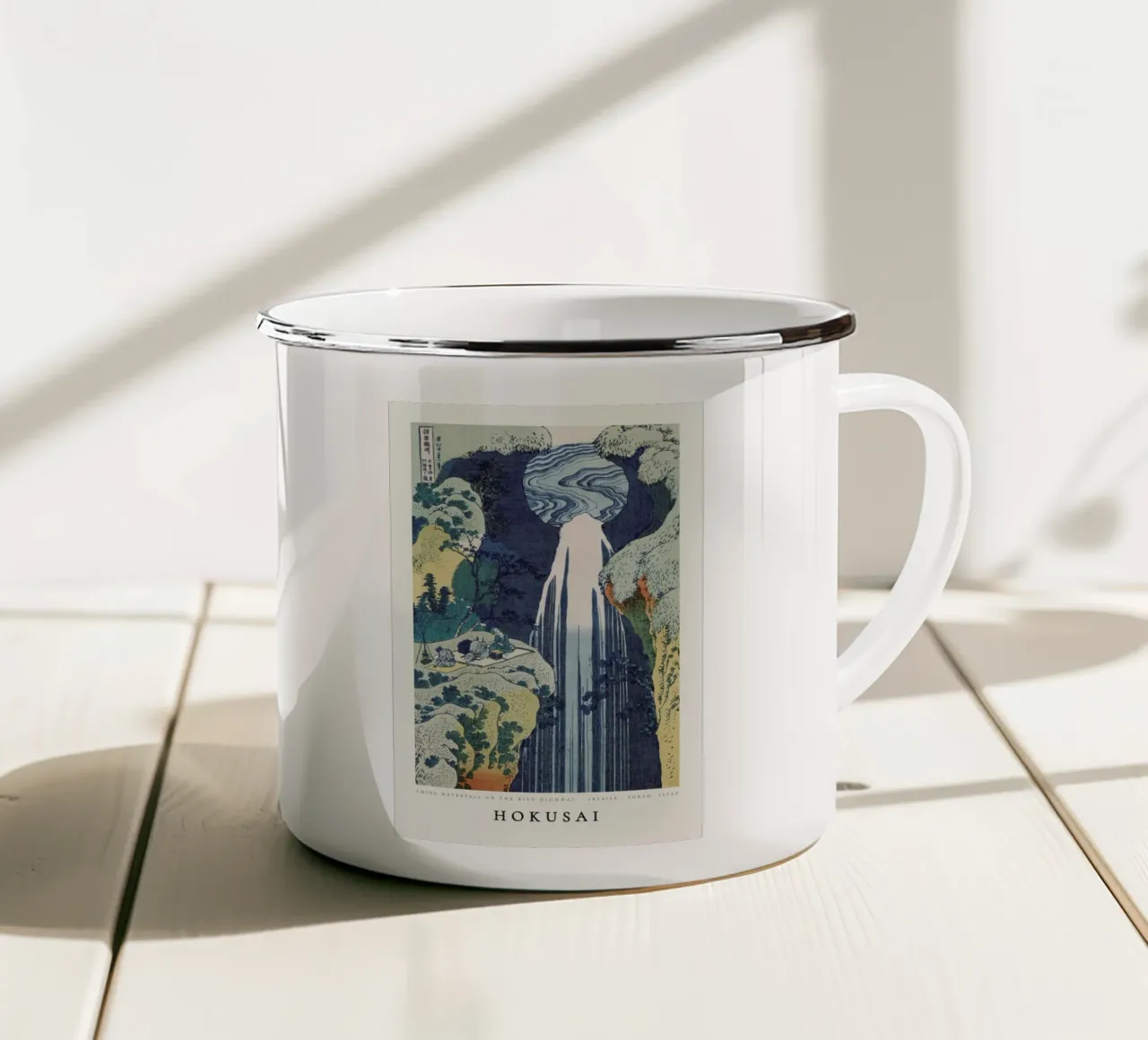 Hokusai - Amida Waterfall on the Kiso Highway tazza in smalto da ARTOTHEK