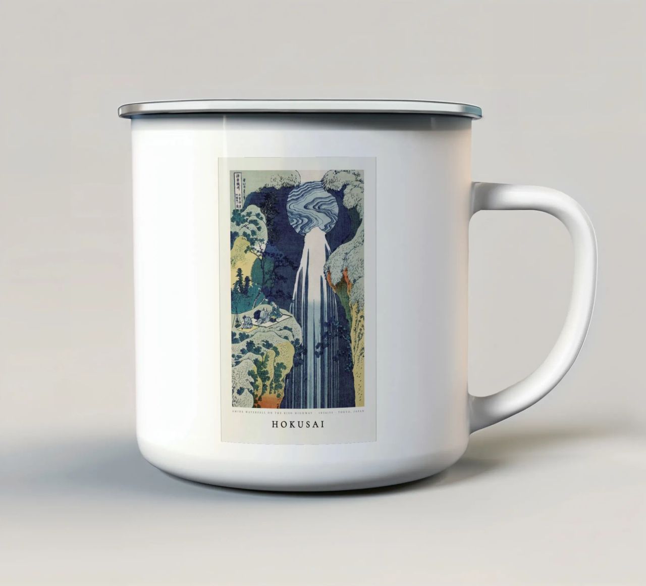 Hokusai - Amida Waterfall on the Kiso Highway emaille mok van ARTOTHEK