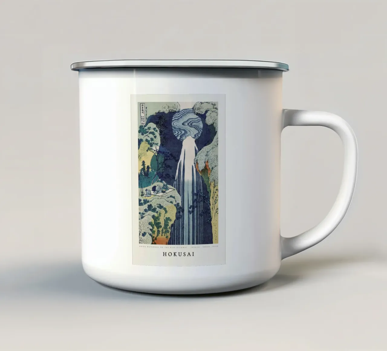 Hokusai - Amida Waterfall on the Kiso Highway tazza in smalto da ARTOTHEK