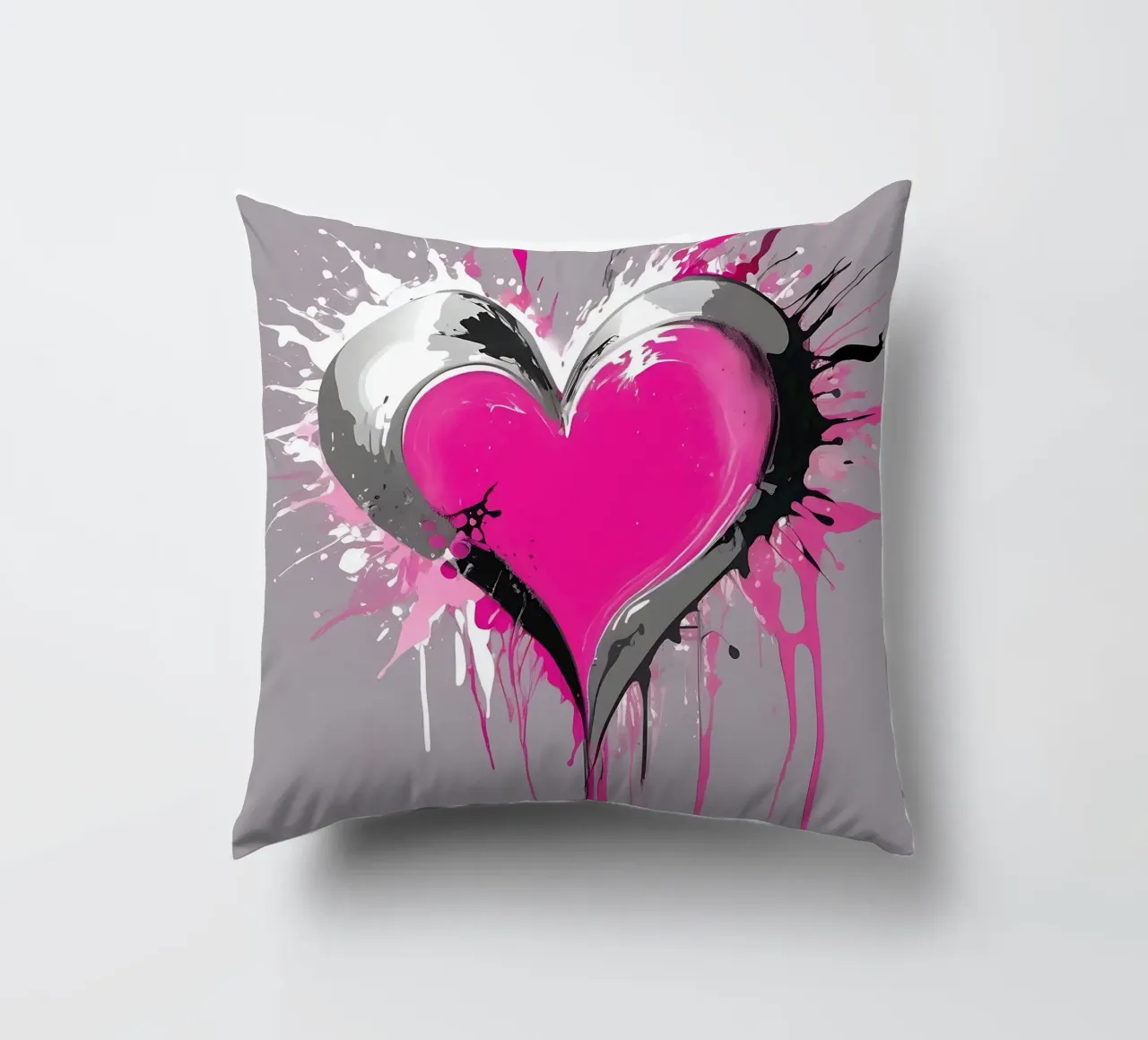 cuore_rosa_argento_1 cuscino da Pink- und LoveArt by LK