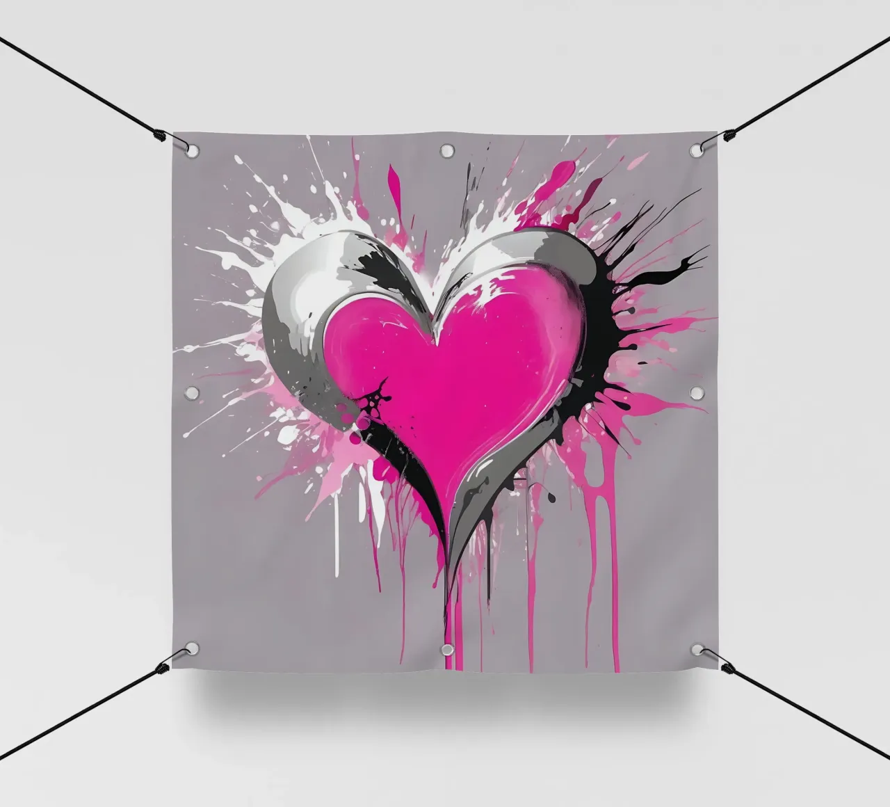 cuore_rosa_argento_1 telo in pvc da Pink- und LoveArt by LK