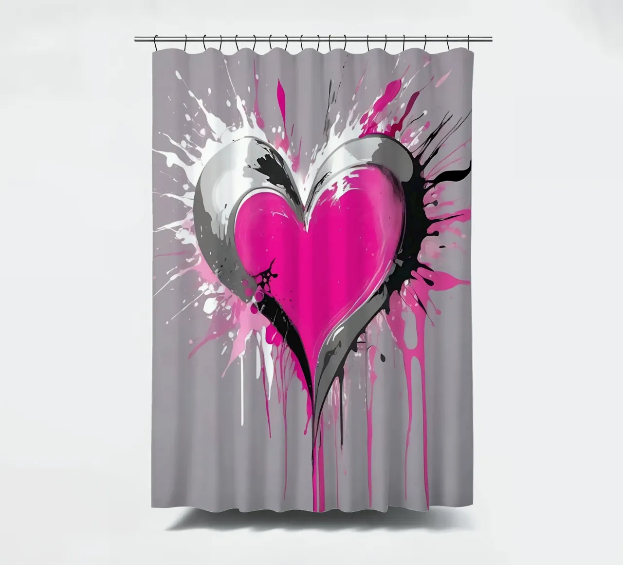 cuore_rosa_argento_1 tenda da doccia da Pink- und LoveArt by LK