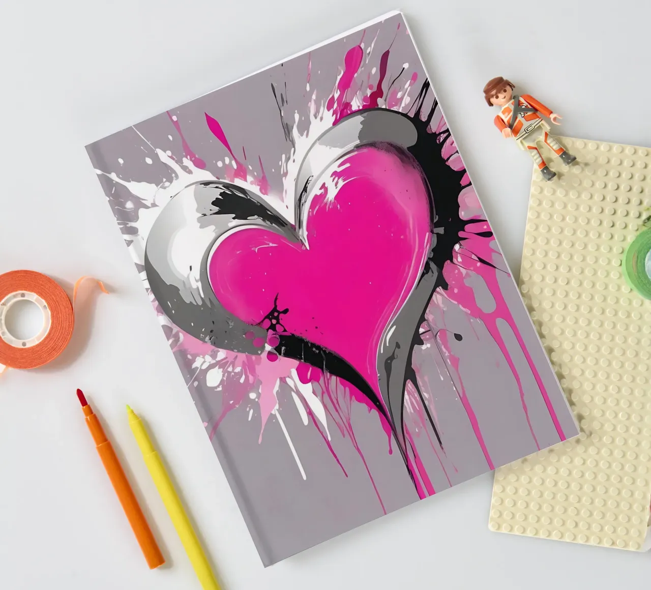 cuore_rosa_argento_1 diario da Pink- und LoveArt by LK