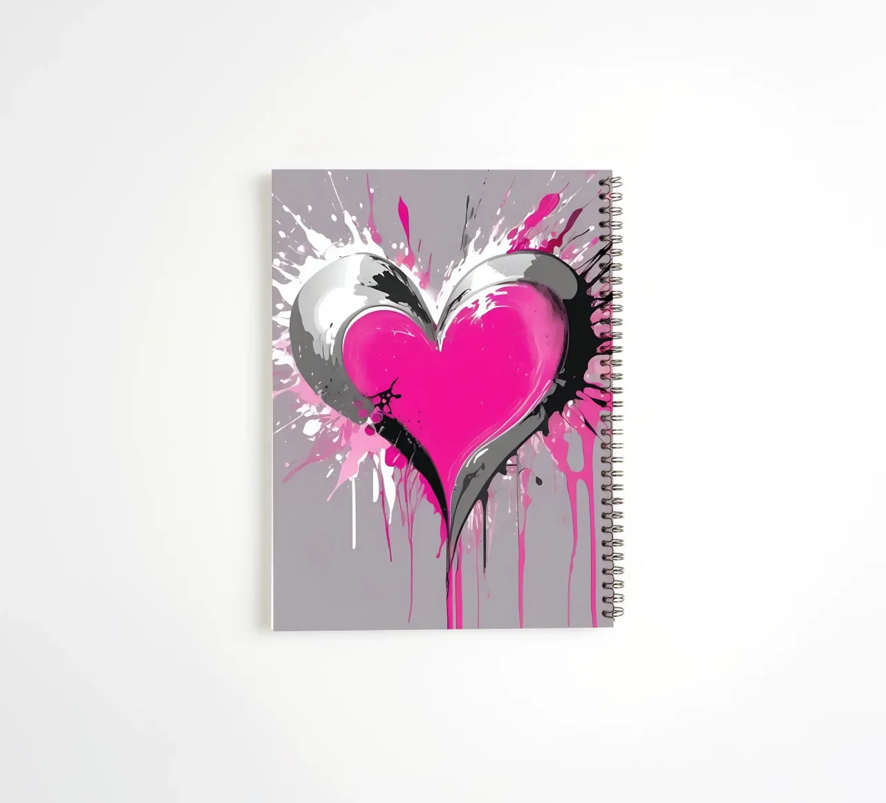 cuore_rosa_argento_1 diario ad anelli da Pink- und LoveArt by LK