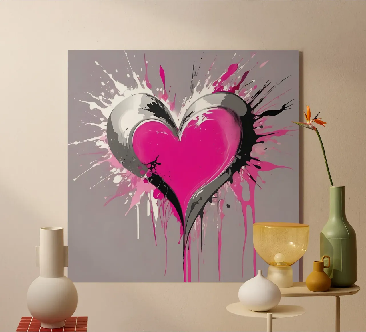 cuore_rosa_argento_1 plexiglass da Pink- und LoveArt by LK