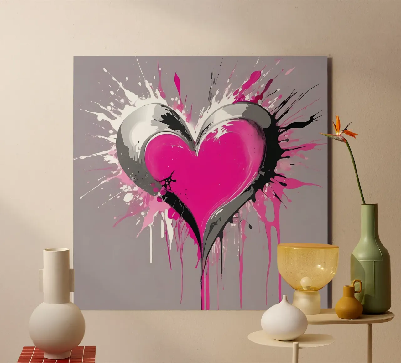 cuore_rosa_argento_1 alluminio dibond da Pink- und LoveArt by LK