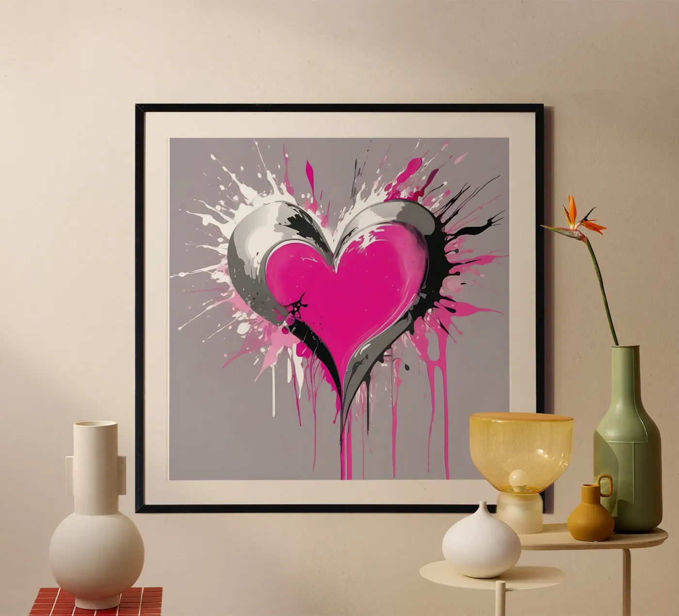 cuore_rosa_argento_1 poster da Pink- und LoveArt by LK